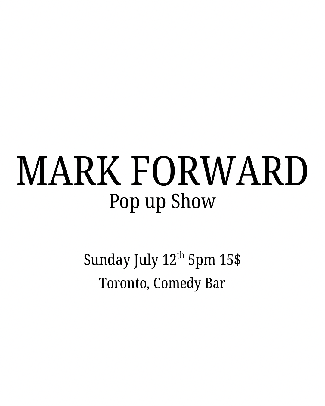 Mark Forward Pop Up Show